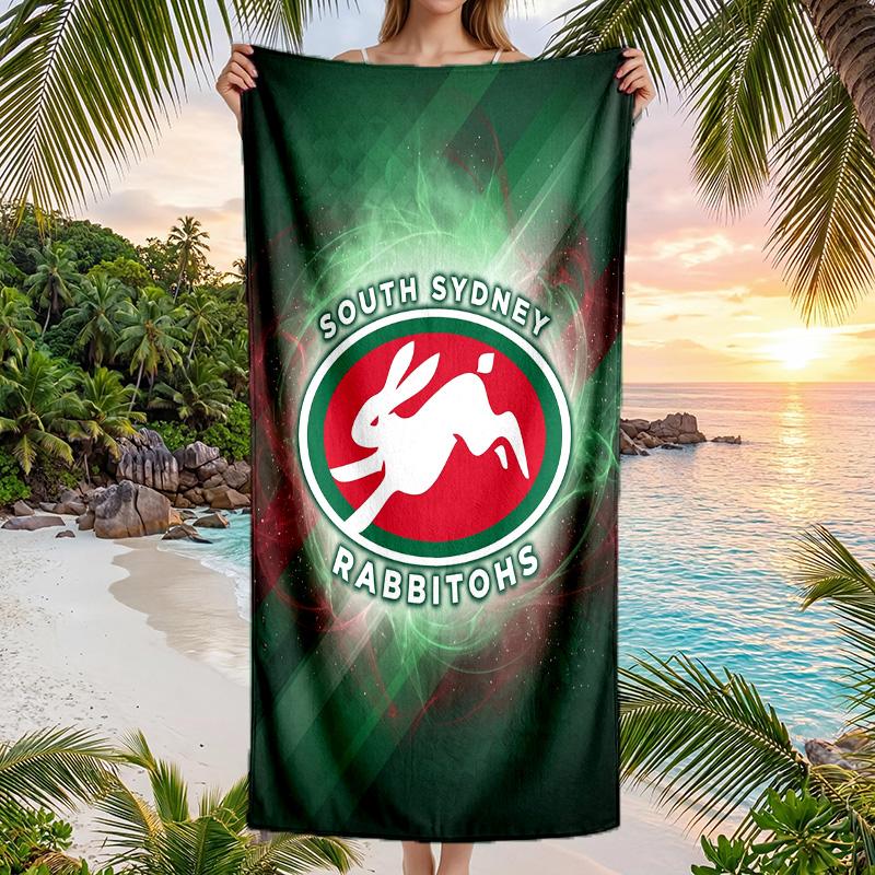 South Sydney Rabbitohs Fashion Beach Towel Portable Soft Quick Dry Towel For Swimming Camping Holiday Use