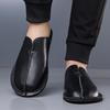 Herren Pantoffeln Handgemacht Einfache flache Sandalen Braunes Leder Schwarze Sommer Römische Sandalen Geschlossene Zehen Strand Schuhe Übergröße