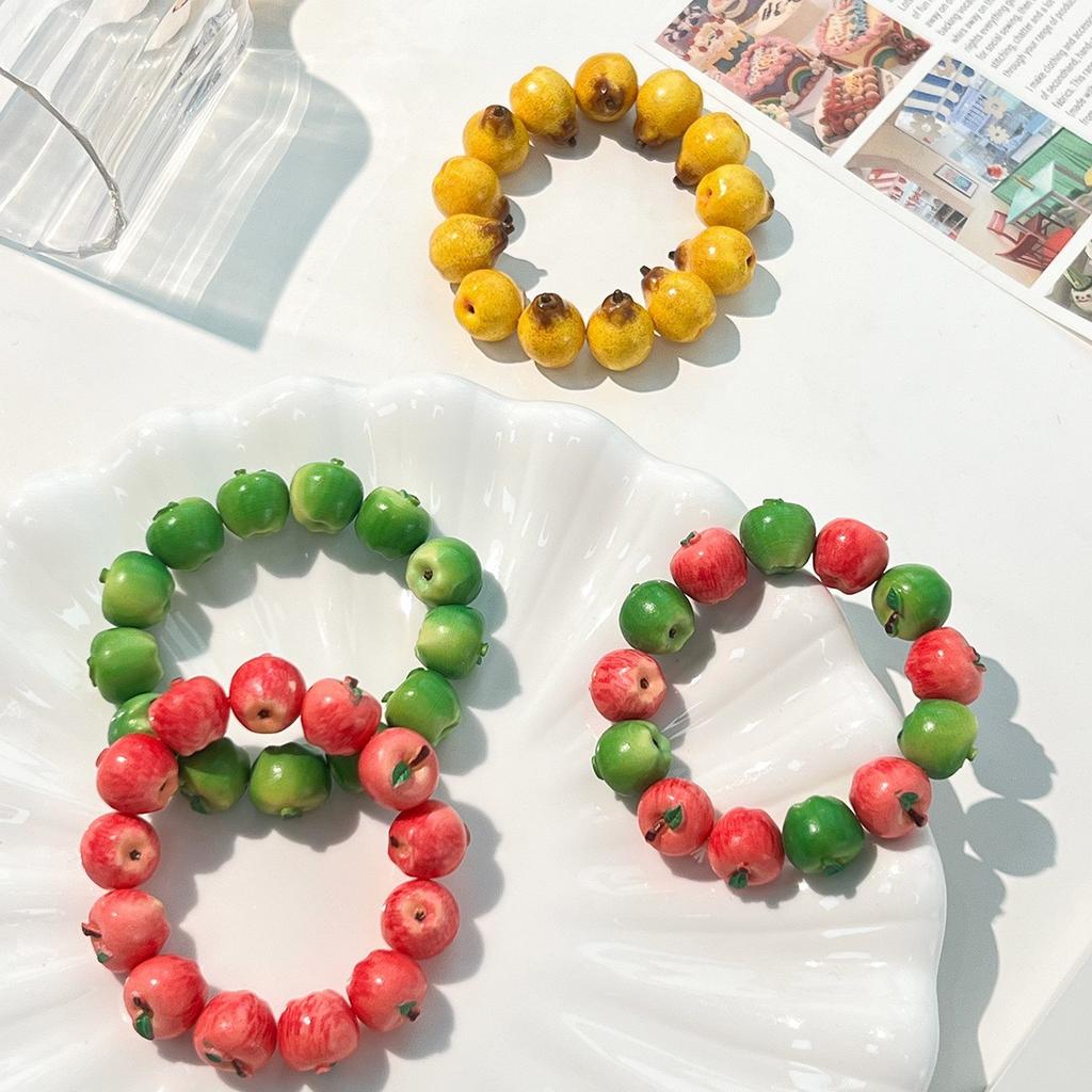 Dopamine Colorful Beaded Bracelet Summer Cute Simulation Fruit Resin Bangle Cartoon Creative Fashion Sweet Girls Handmade Jewelr