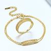 S925 Sterling Silver Bracelet for Women, New Hollow Snowflake Double-layer Chain, Simple and Fashionable OL Inlaid Zircon Ring Set