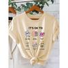 Self-Acceptance Statement for Women T Shirt | “It's OK To” Cartoon Illustration, Psychological Healing Style, Round Neck, Short Sleeves| Casual