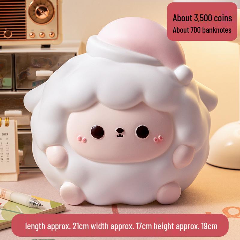 New Meimei Sheep Piggy Bank: Cute, Cartoon-Inspired, Drop-Proof Vinyl Savings Bank for Kids - Perfect Creative Gift and Decoration