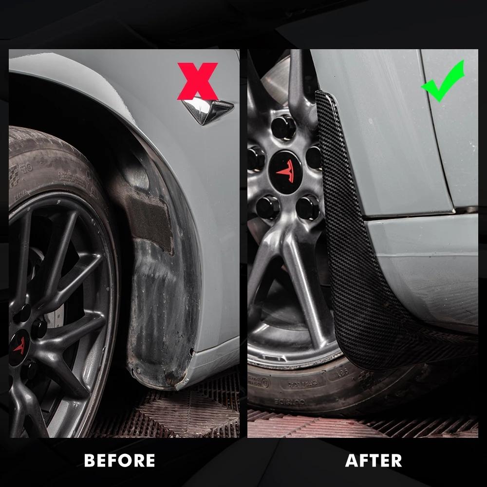 Flaps de noroi pentru mașină Flaps de noroi pentru Tesla Model Y 2023 2022 Apărător Apărător roată față spate Apărător de noroi din fibră de carbon ABS fără găurire