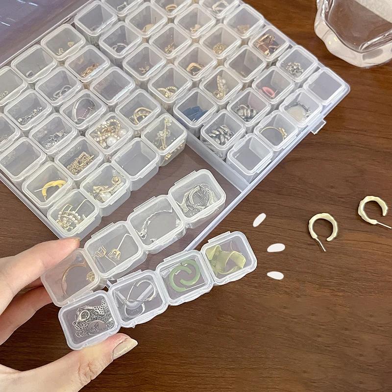 1PC 28/56 Transparent Jewelry Box Dust-Proof Earring Necklace Multi-Compartment Storage Box Hand Ring Delicate Jewelry Box