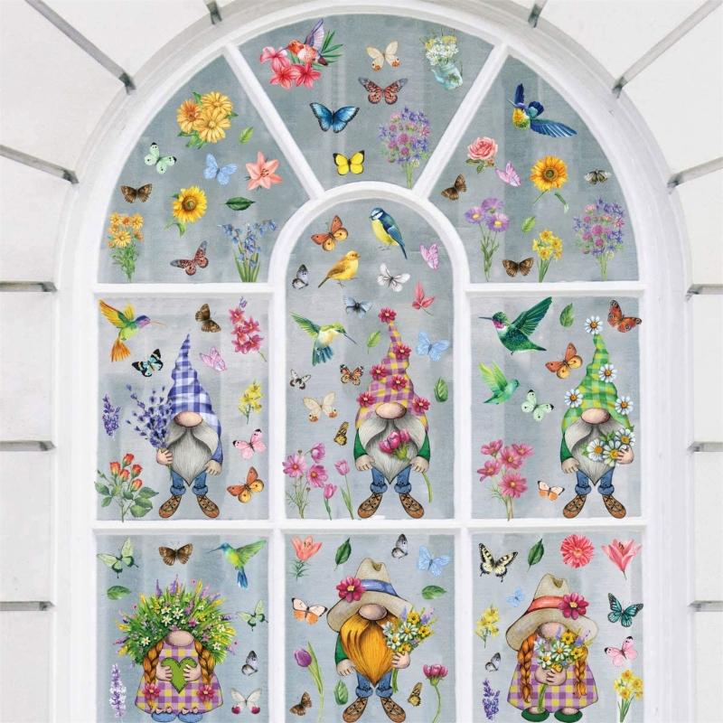 9 Sheets of  Window Decals Spring Window Stickers Decals for Glass Door Decorations