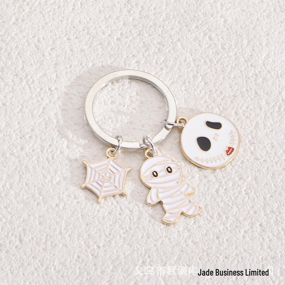 Cross-border Halloween Ghost Keychain: Alloy Drop Oil Decoration Charm Pendant