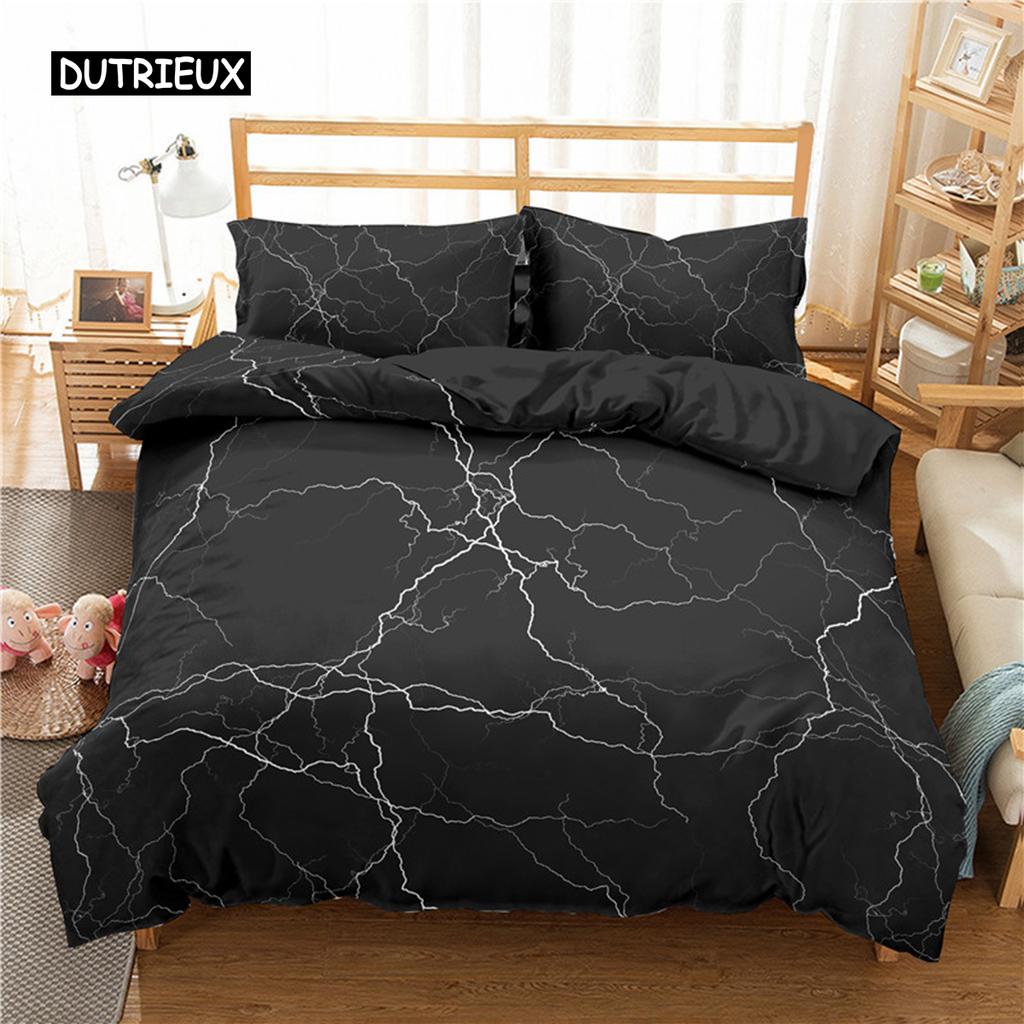 Lightning Duvet Cover Set Natural Phenomenon Bedding Set 3pcs for Kids Boys Thunder Comforter Cover Soft Polyester Quilt Cover