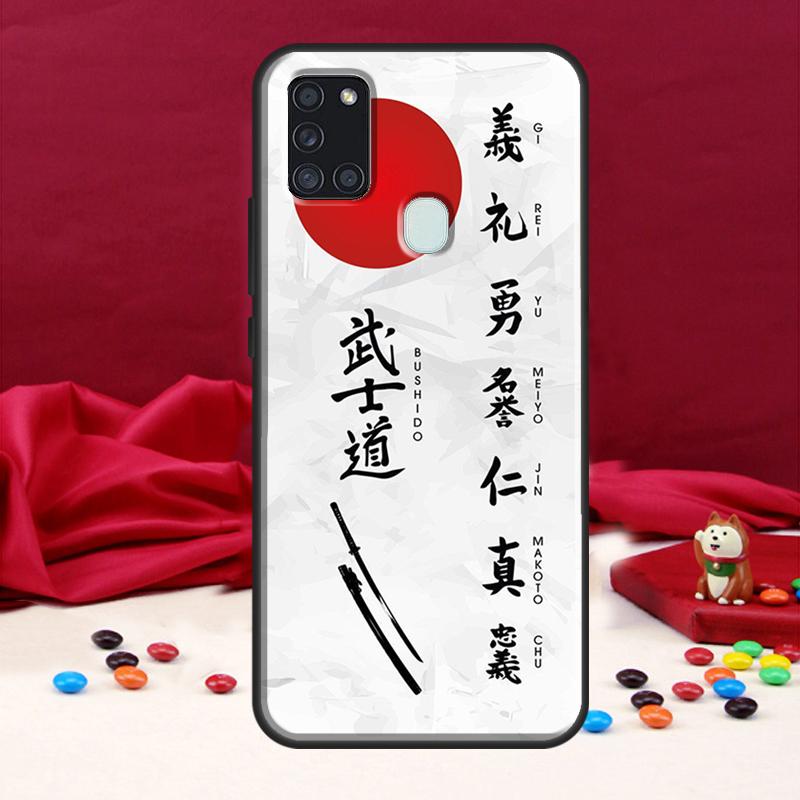 Japanischer Bushido Samurai-Fall für Samsung Galaxy A34 A54 A14 A12 A22 A32 A52 A51 A71 A50 A53 A73 A13 Rückseite