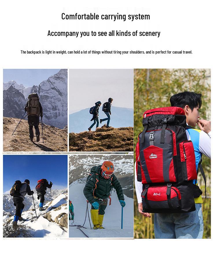 80L Venkovský turistický batoh - Velká kapacita, Unisex cestovní batoh pro kempování a sport