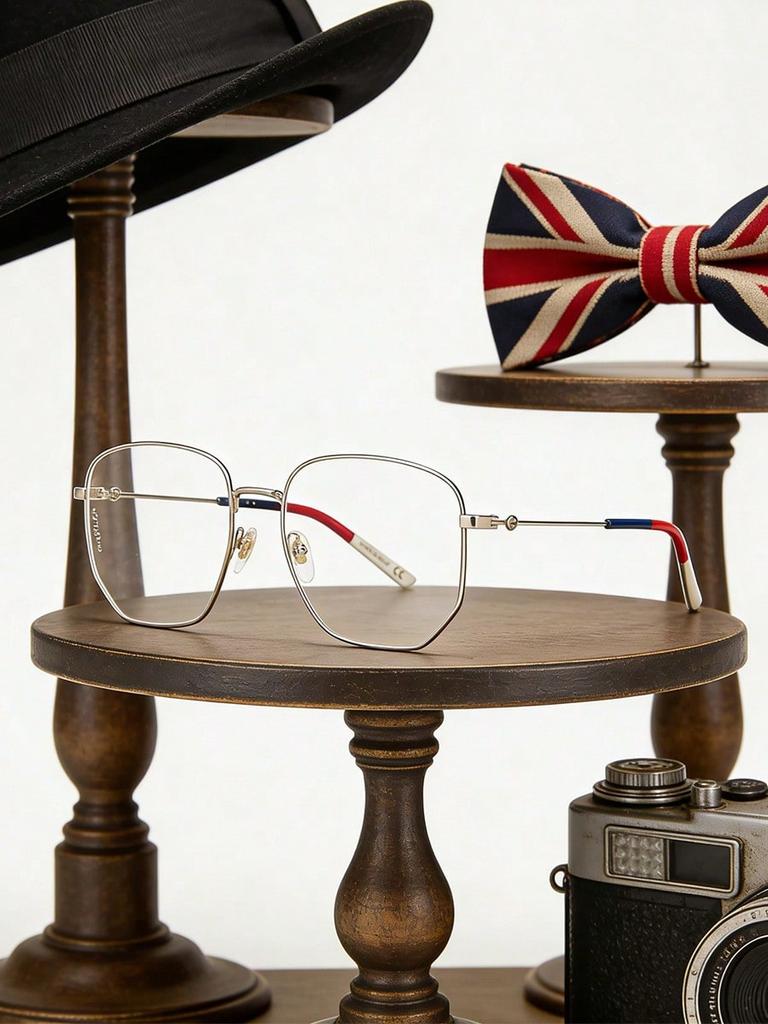 Gucci GG0396O-002 Gold Square Eyeglass Frames with Web Stripe Temples