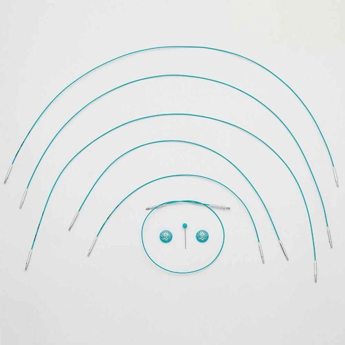 Câble Interchangeable - KnitPro - Bleu - Revêtement en Nylon - Système Pivotant 360° - Taille Unique