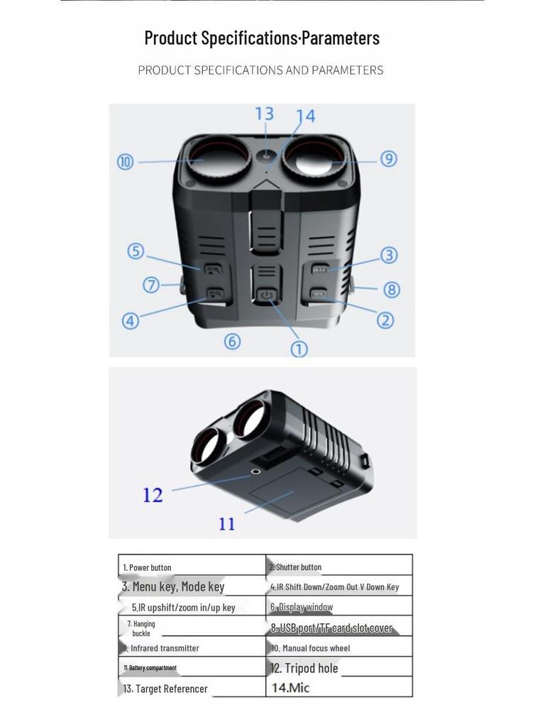 High-Definition Infrared Night Vision Binoculars for Photo/Video Recording
