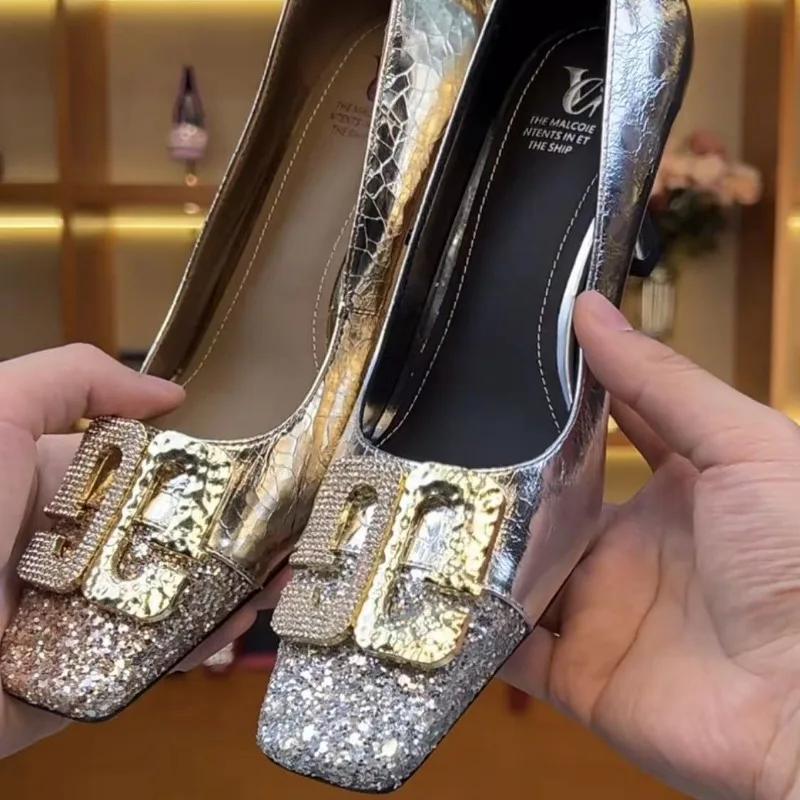 Mode Damen Strass Pumps 2025 Neue Designer High Heels Schuhe Luxuriöse Dekorative Bankett Damen Elegante Slipper High Heels Schuhe Damen