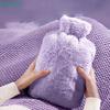 Rubber Hot Water Bottle With Faux Fur Cover Removable Reusable Hand Warmer Explosion-Proof
