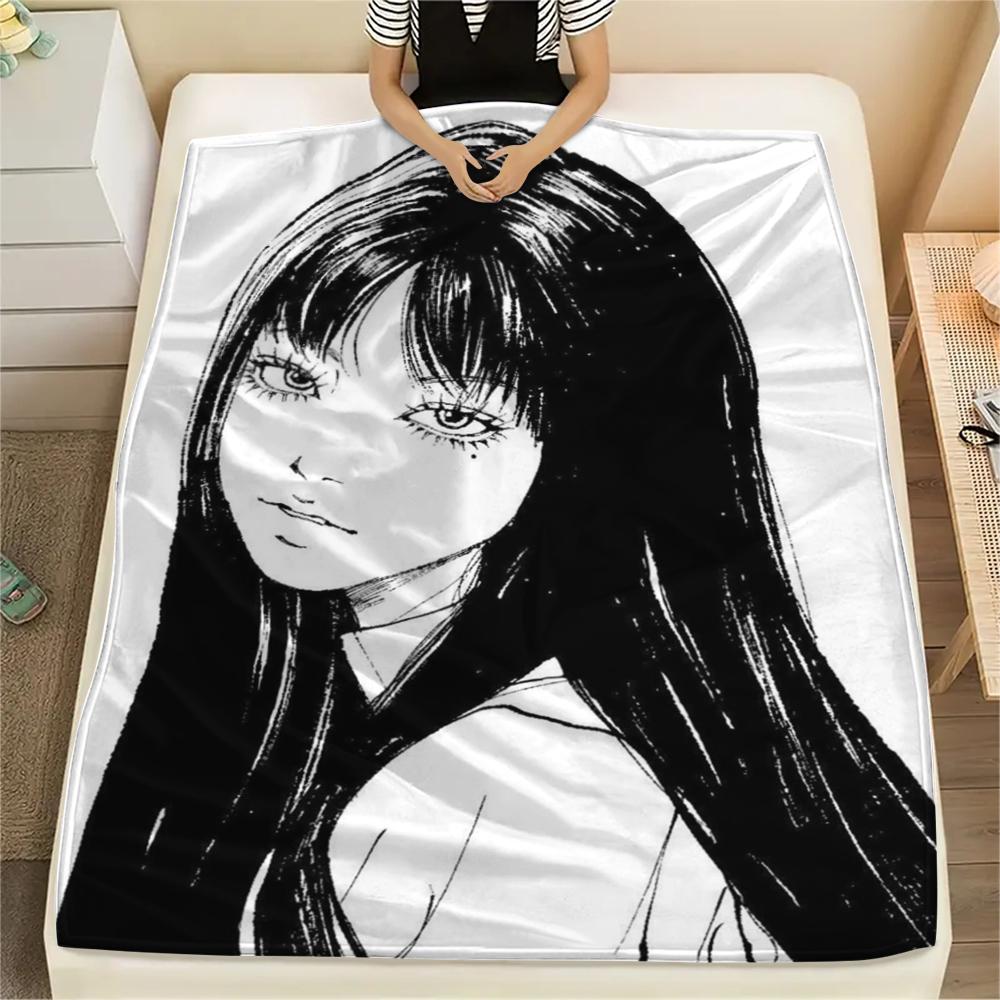 1PC Tomie Print Flannel Blanket, High quality Comfortable for All Seasons, Home Decor, Warmth and Comfort, Perfect for Christmas Gifts