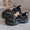 Shougu Women's 2024 Retro Plus Velvet Platform Big Toe Shoes with Double Shoelaces