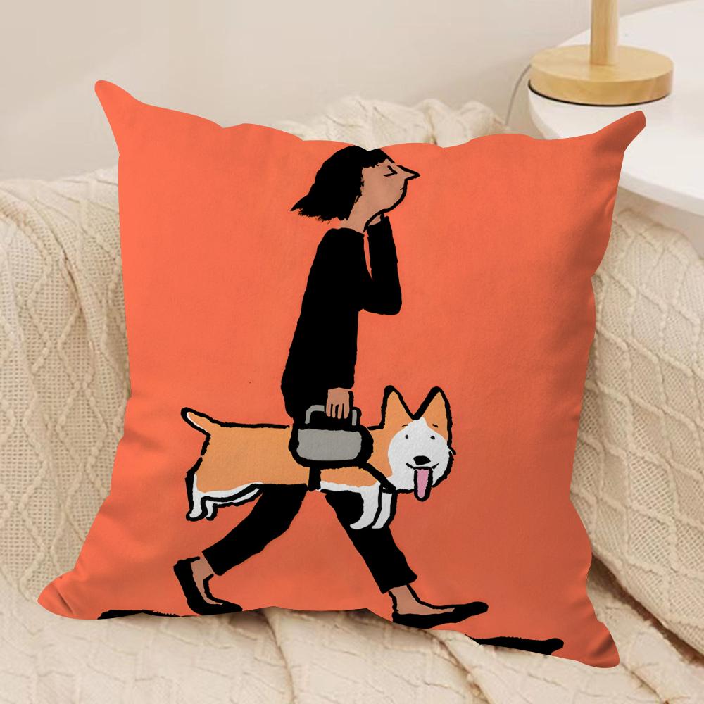 Aesthetic Art JJeanJullien Cushion Cover Silky Short Plush Invisible Zipper Dustproof Sofa Pillow Case For Home Decor