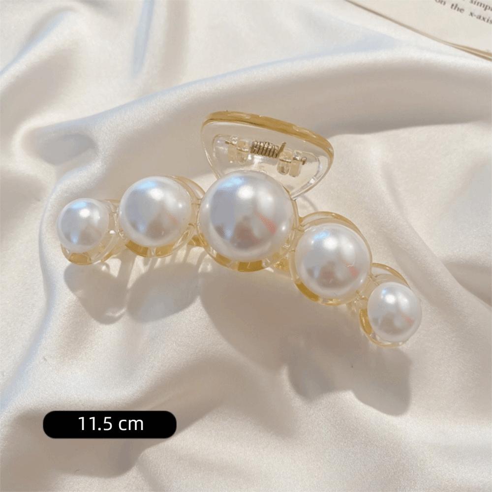 Big Size Pearl Hair Claw Pearl Decor Shark Clip Elegant Hair Claw Clip  Daily Styling