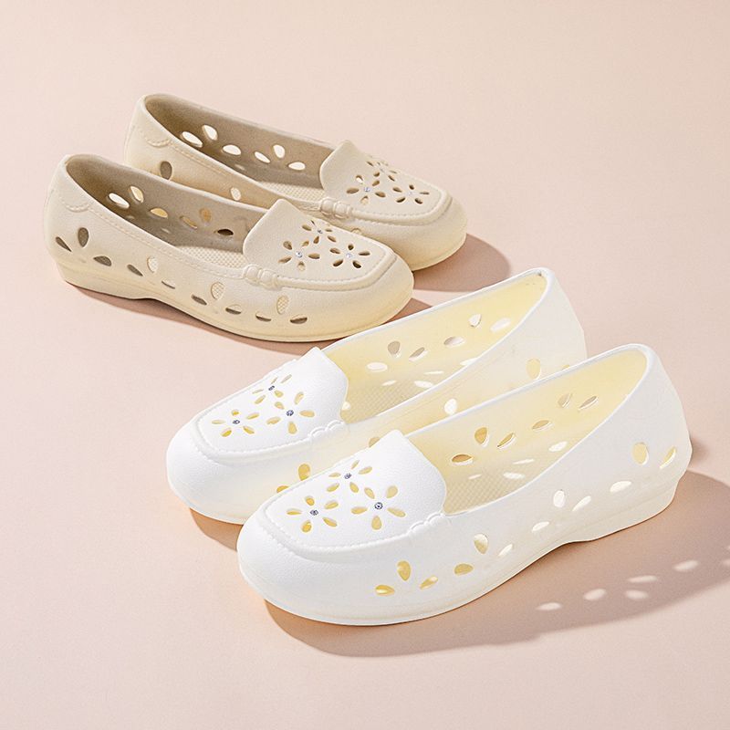 Breathable One Foot Perforated Women's Summer Toe Cap Anti Slip Single Shoe Mesh Sandals