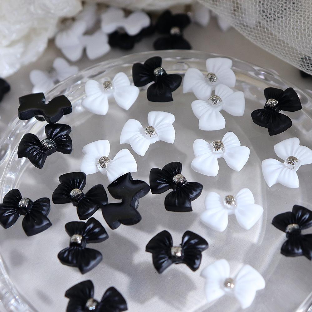 

Nail Supplies Bowknot Nail Accessories Resin Bow Nail Rhinestones Bow Nail Decorations Gift Red-50Pcs