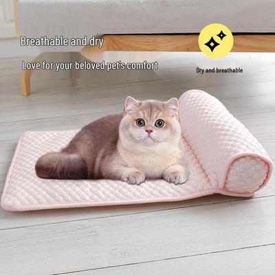 Summer Ice Silk Cooling Mat for Pets: Cat & Dog Bed Mat with Ice Beans