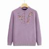 Middle-aged and old fleece mother sweater thickened women's knitted sweater integrated fleece warm backing top mother-in-law clothes