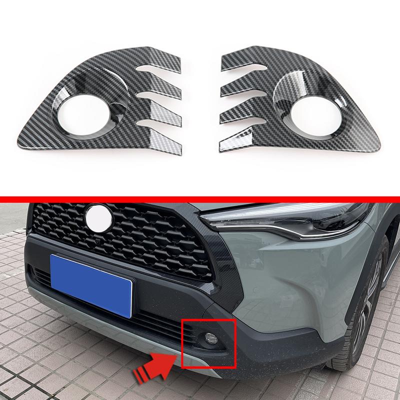 Front Fog Light Cover Trim Stickers For Toyota Corolla Cross Abs Carbon Fiber Car External Accessories Styling