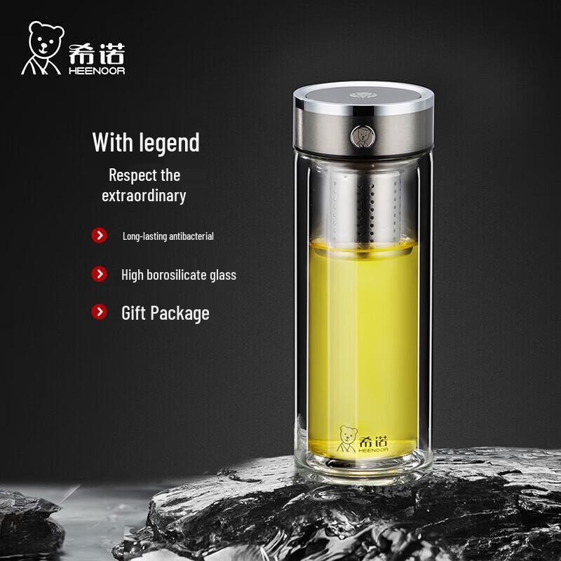 

XINUO XN-628L Double-Layer Antibacterial Glass Bottle 360ML