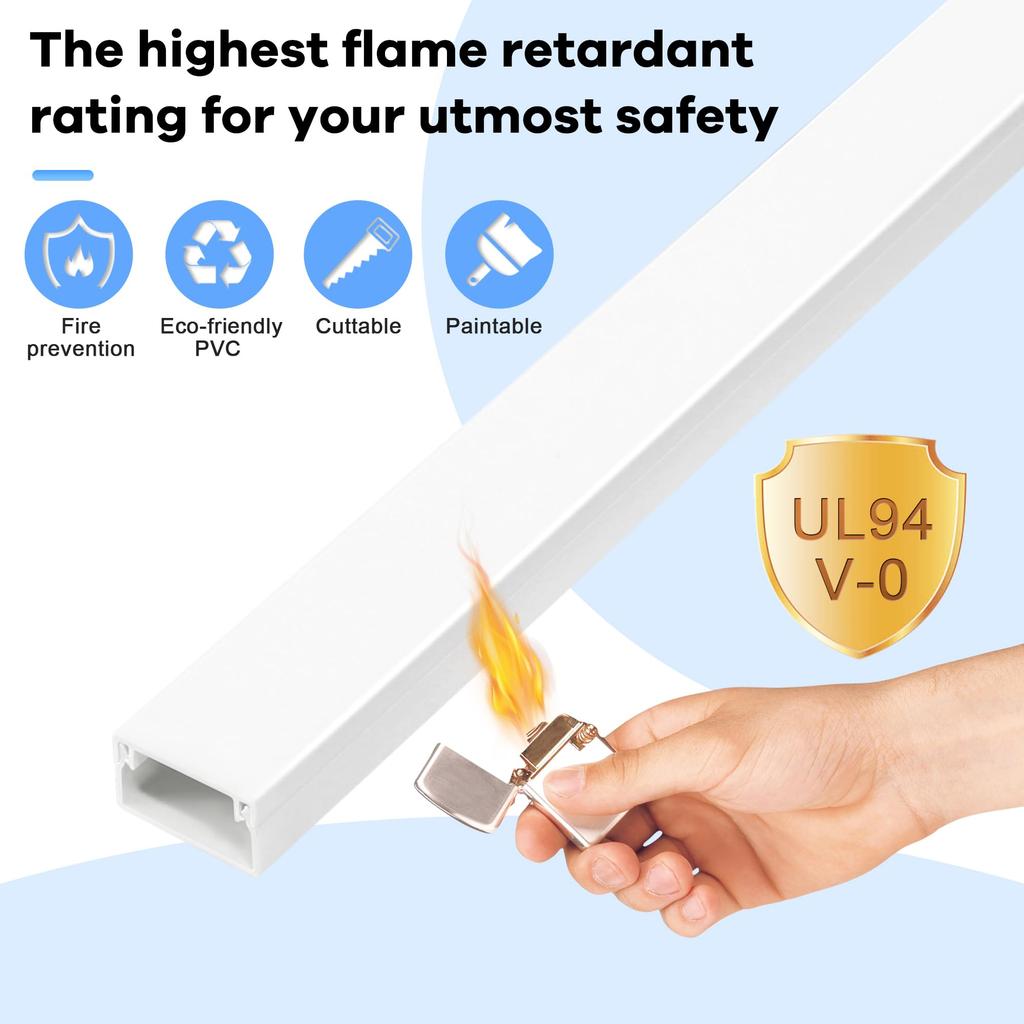 ZhiYo Kabelkanäle 40cm x 8 Wandkabelkanal zum Überstreichen Kabelkanal Wandkabelmanagement Kabelschutz mit Weiß 2,4cm (Breite) 1,4 cm (Höhe) (Länge)