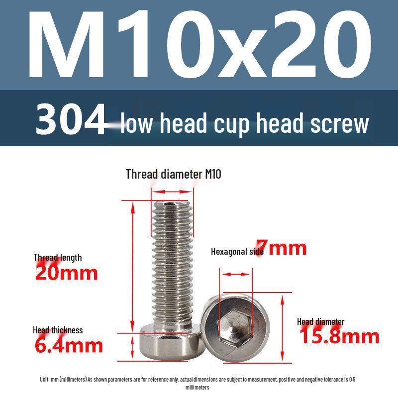 304 Edelstahl Flachkopf Innensechskant Maschinenschrauben M3-M10