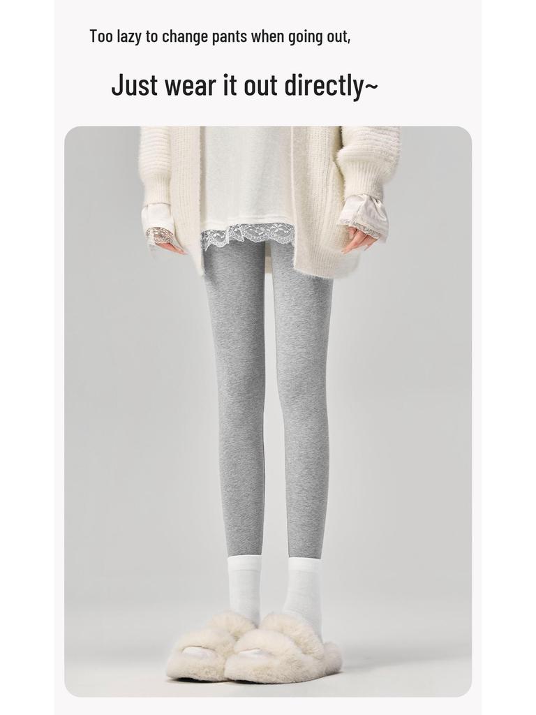 Plus Size Women's High Waist Thermal Cotton-Wool Pants - Antibacterial, Autumn/Winter Base Layer