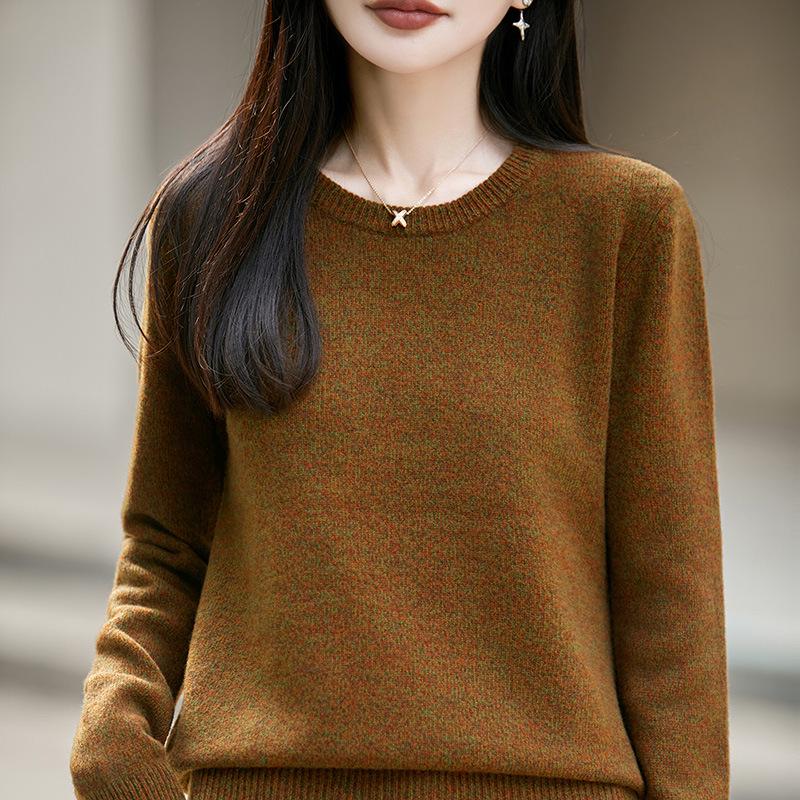 Autumn/Winter 2026 Women's Slimming Floral Silk Wool Crew Neck Sweater