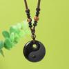 Obsidian Yin Yang Tai Chi Bagua Pendant Necklace