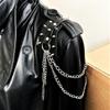 Unisex Leather Shoulder Armor With Rivet Details And Chain Tassel Fashionable Metal Epaulet Accessories For Women Men