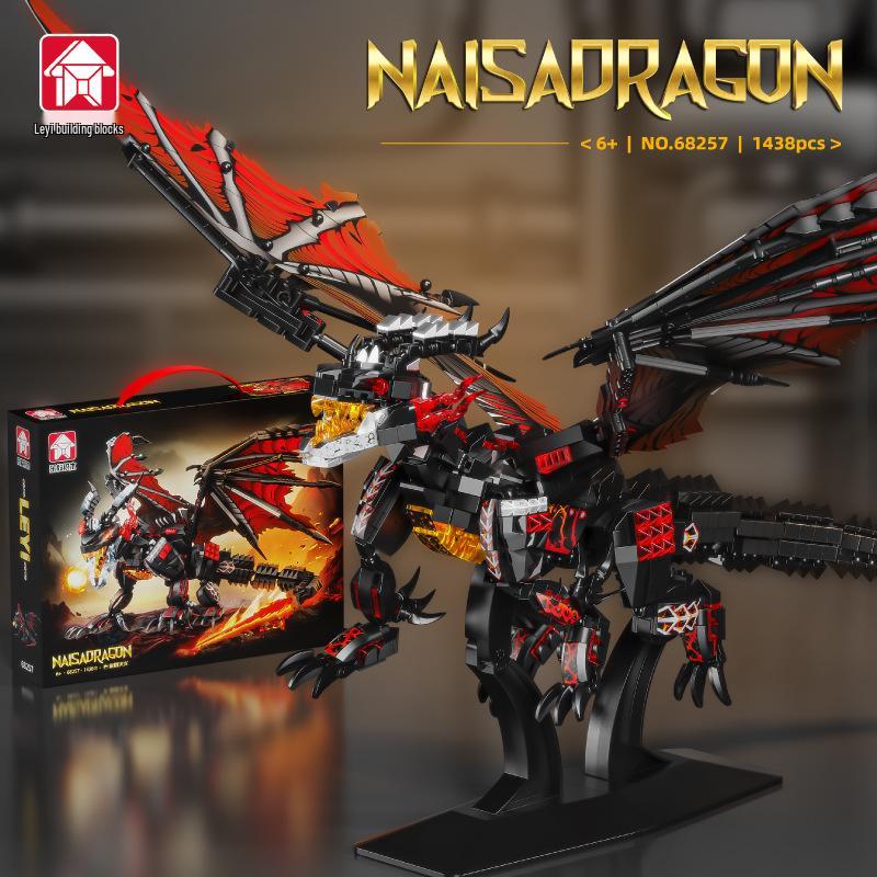 Leyi 68257-8 Ice & Fire Dragon Mecha Dinosaur Educational Building Block Model for Kids
