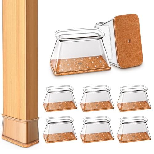 

Прямоугольные накладки на ножки стульев, силиконовые, устойчивые к царапинам, звукопоглощающие, войлочные накладки для легкого перемещения, прозрачные, упаковка 8 штук (M)