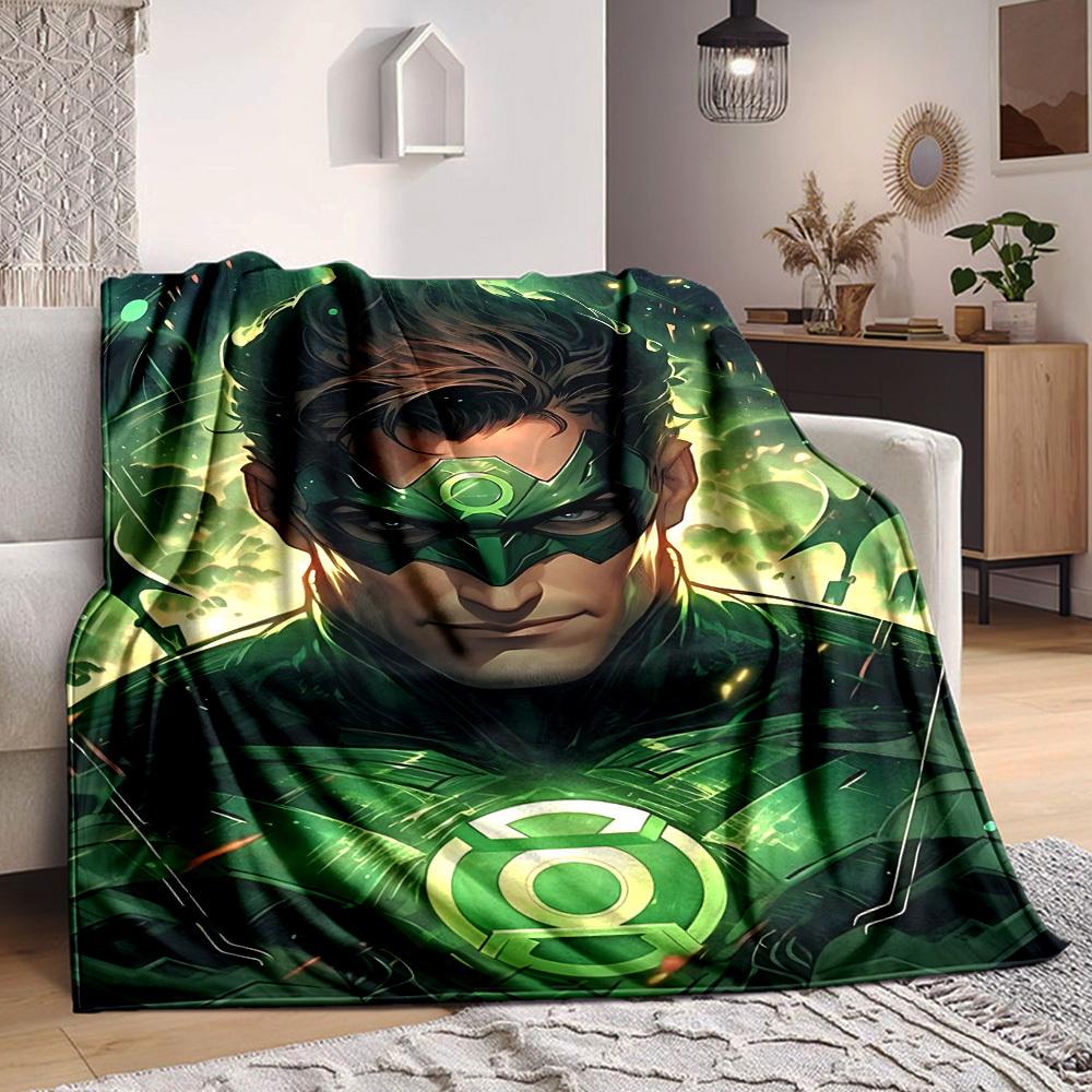 1pc Green Lantern Blanket Polyester Fiber, All Season Comfort for Sofa, Bed, Office, Car, Camping Ideal Home Decor & Gift, Office Comfort