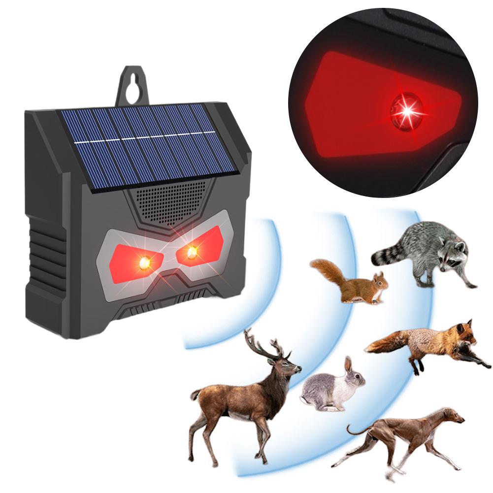 Solar Powered Ultrasonic Animal Repeller with LED Flashing Light Waterproof for Squirrels Raccoon Rabbit Fox Garden Yard Farm