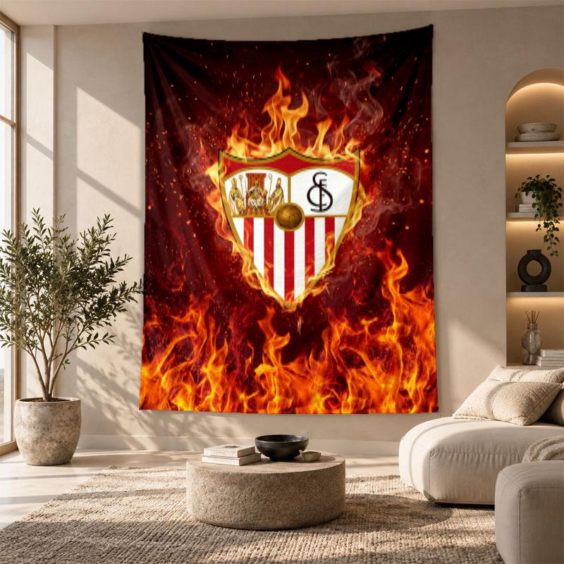 Decorative Tapestry,Sevilla FC Printed Wall Art, Lightweight Wall Hanging For Bedroom Background