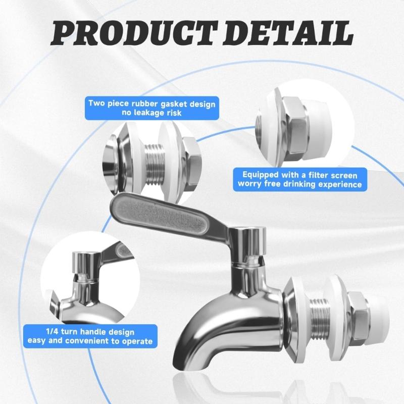 Stainless Steel Faucet For Drink Dispensers Water Beverage Glass Jar Replacement Spigot Tap Leak Resistant Design