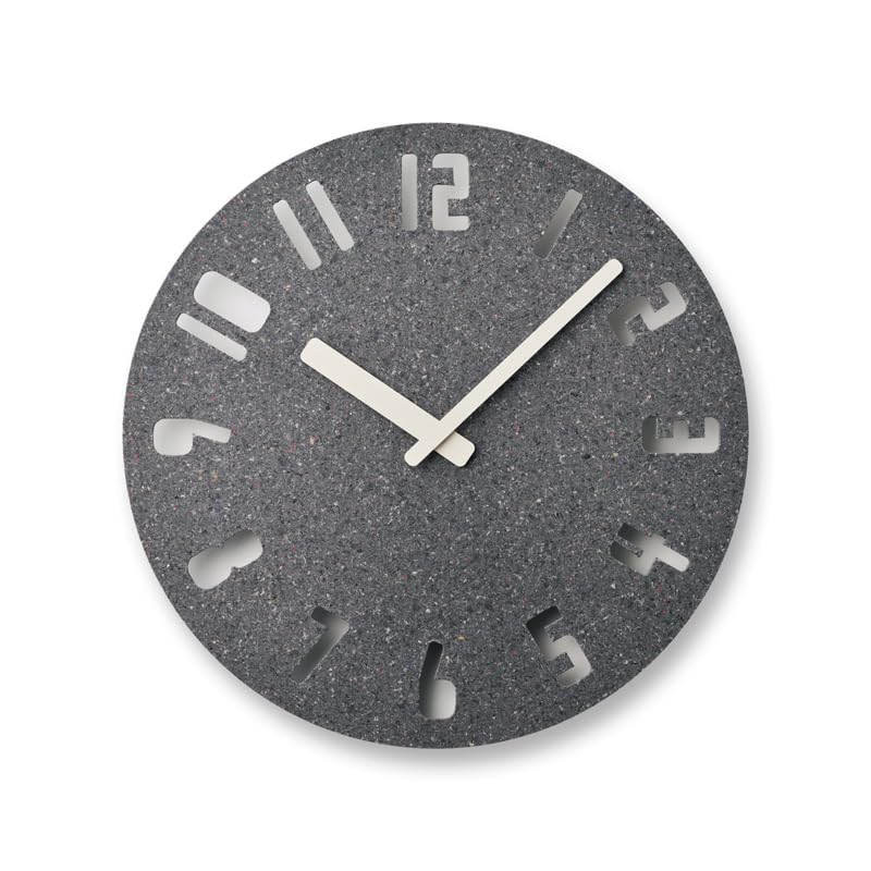 Lemnos Paneco Analog Wall Clock, Dark Gray, Made from Recycled Fiber Board, PANECO CLOCK HIL22-10 DGY