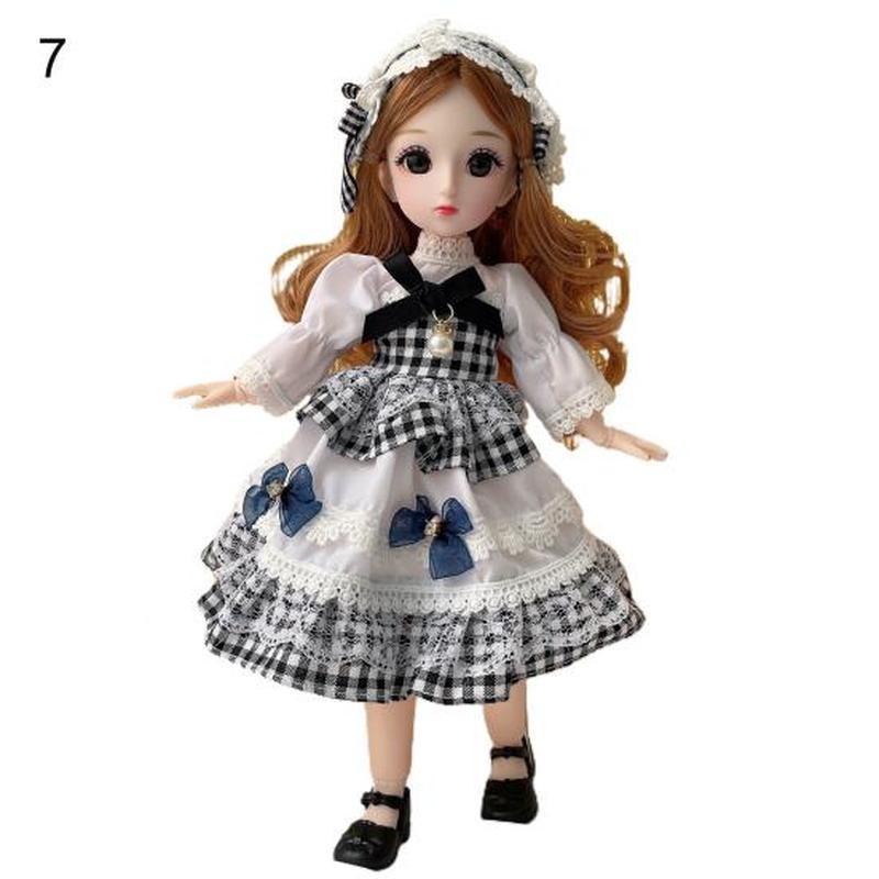 30CM Mini Movable 23Jointed Doll Girls Toy 3D Big Eyes BJD Princess Full Outfits Dresses  Collection Childrens Doll Gift