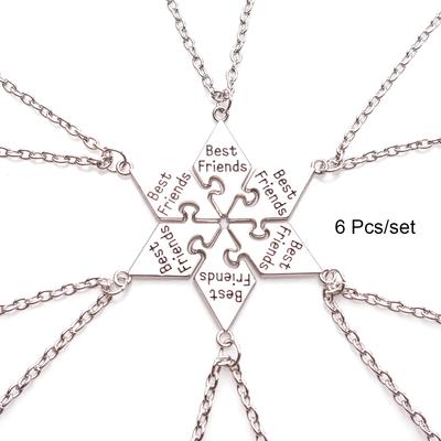 6 Stück/Set Beste Freunde Anhänger Halskette Für Frauen Freundschaft Halskette Legierung Anhänger Bff Freundschaft Schmuck Zubehör Geschenk
