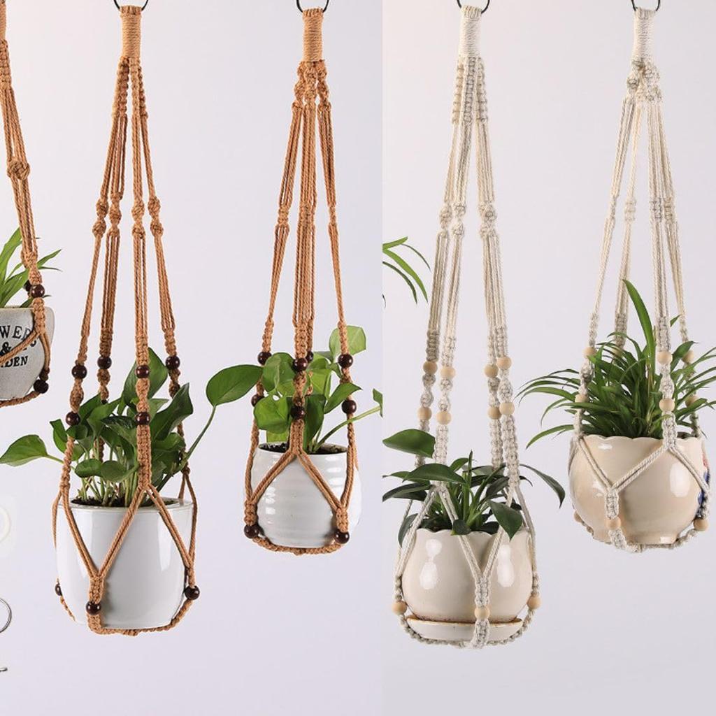 Copeflap Macrame Hanging Planter for Hemp Set of 3 Houseplants, String, (Brown)