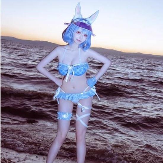 Milky Time Hololive Usada Pekora Cosplay VTuber Check Swimsuit Outfit (M)