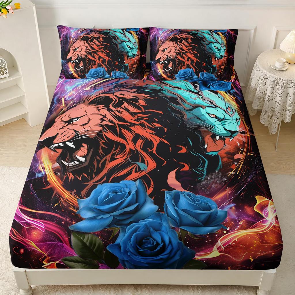 Purple Starry Night Galaxy Sheet Three-Piece Digital Printing Couple Outdoor Wolf Sheet Bedding