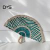 Handgefertigter Fächer aus Strohweben, natürliches Seegras, Raffia-Handfächer, halbrund, gewebtes Palmblatt, Handfächer, Sommer-Kühlfächer, Hochzeits-Party-Dekoration