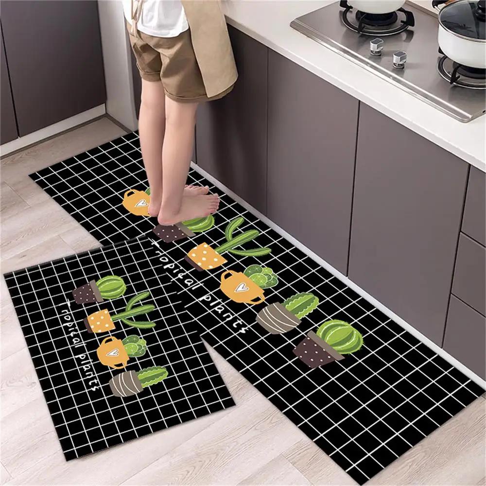 Tapis de sol de cuisine, chambre à coucher, salon, long tapis de chevet, couloir, doux, lavable, antidérapant, paillasson d'entrée de salle de bain