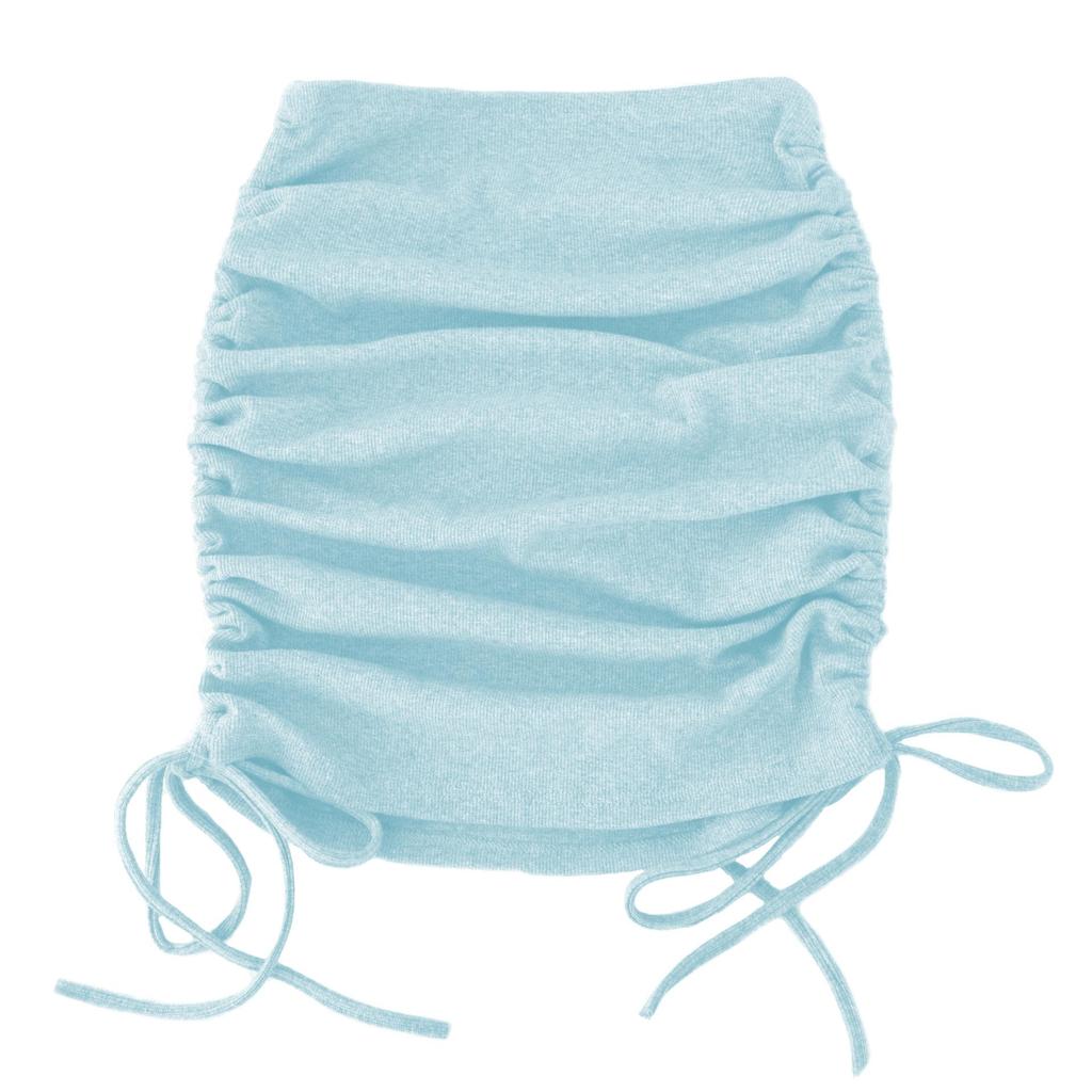 2026 Nova Saia de Malha com Cordão Feminina, Mini Saia Elástica Plissada com Amarração Lateral Ajustável no Quadril para Primavera Verão