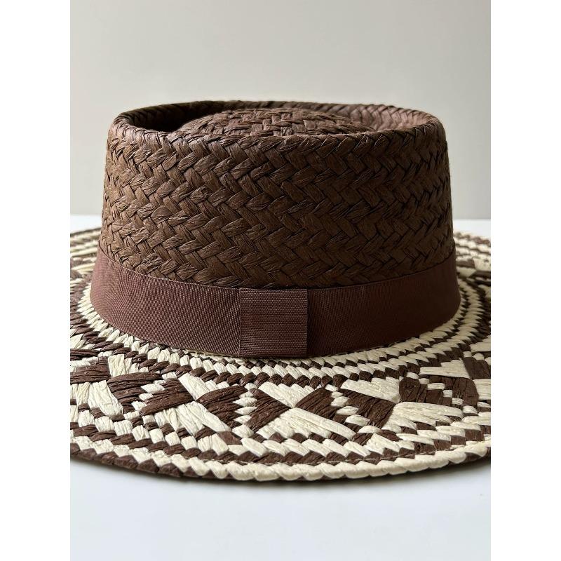 Flower Braided Straw Hat for Women To Travel To the Beach for Vacation, Travel Sun Protection Hat, Beach Hat